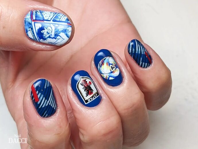 サッカー日本代表とブルーロックのネイルデザイン