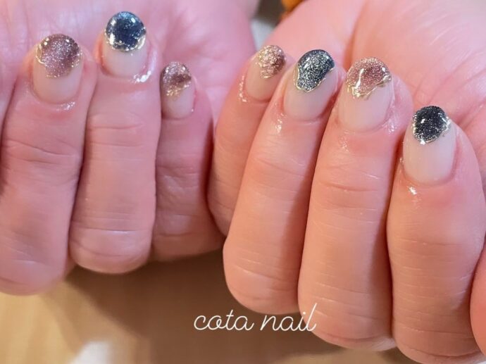 マグネットで塗りかけネイル風デザイン