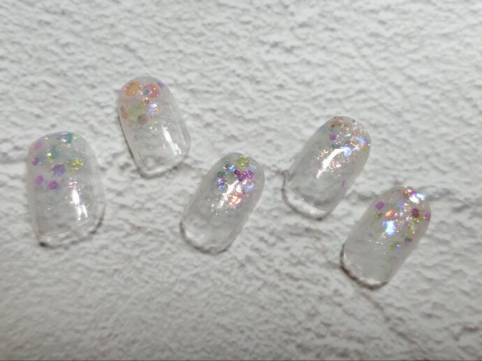 ホログラムでクリアラメグラデーションチップ